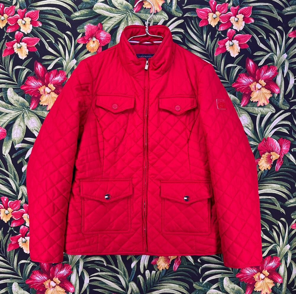 Tommy Hilfiger Scarlet Red Quilted Jacket Red Size Medium